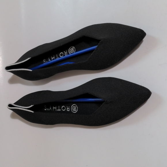 ROTHY'S THE POINT BLACK SOLID WOMEN'S FLAT SHOES - Picture 14 of 16